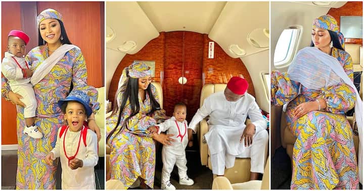 “Lady Bianca of Her Time”: New Photos of Regina Daniels in Private Jet With Billionaire Husband Nwoko and Kids