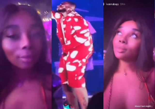 Davido’s alleged pregnant French side chick, Ivanna Bay shows him love and support as he performs at Afro Nation